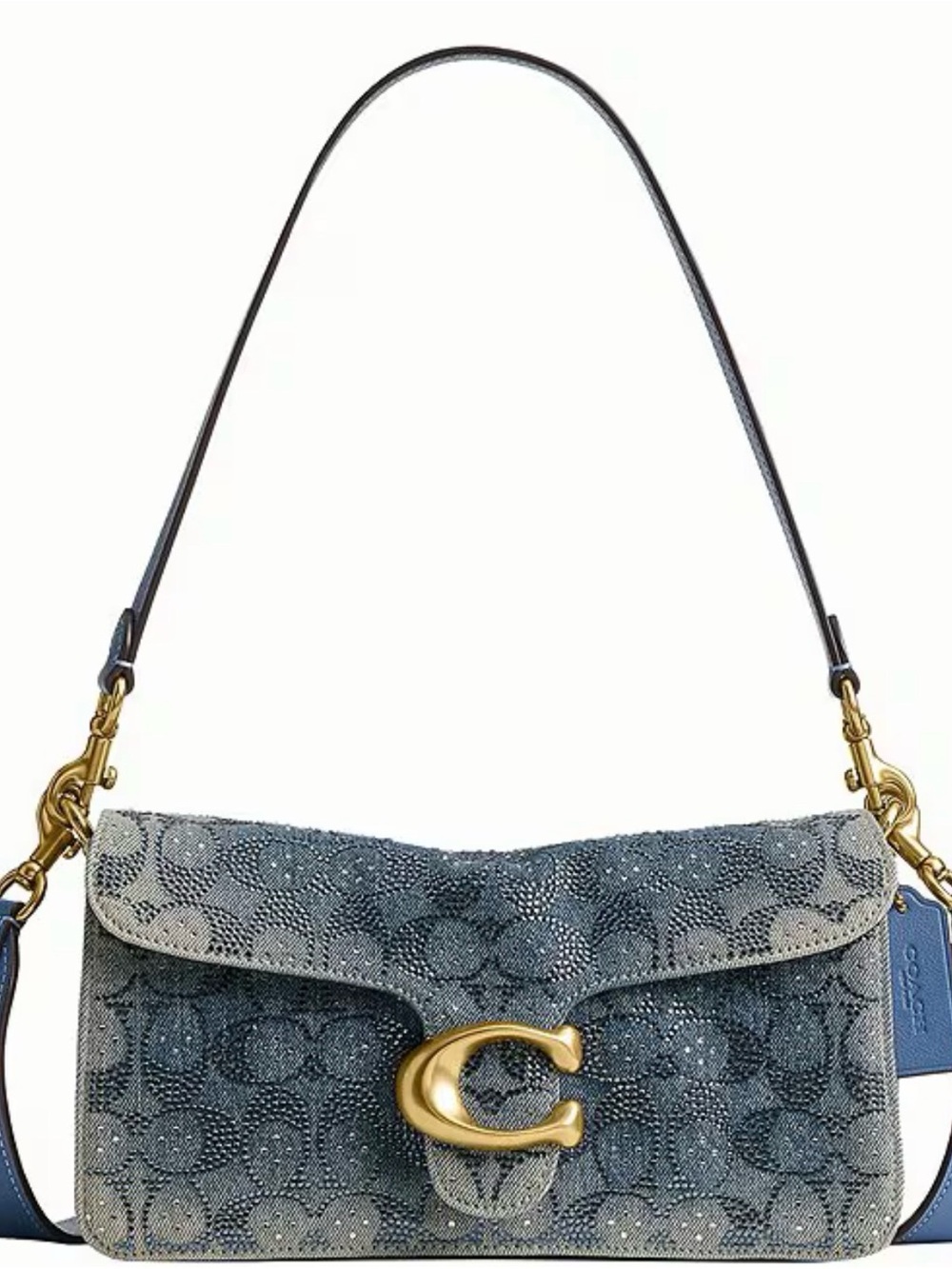 Coach Blue Denim Signature 'C' Shoulder Bag with Gold Accent